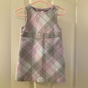 Janie and Jack Girls Purple Gray Tartan Plaid Jumper Dress Size 12-18 Months NWT